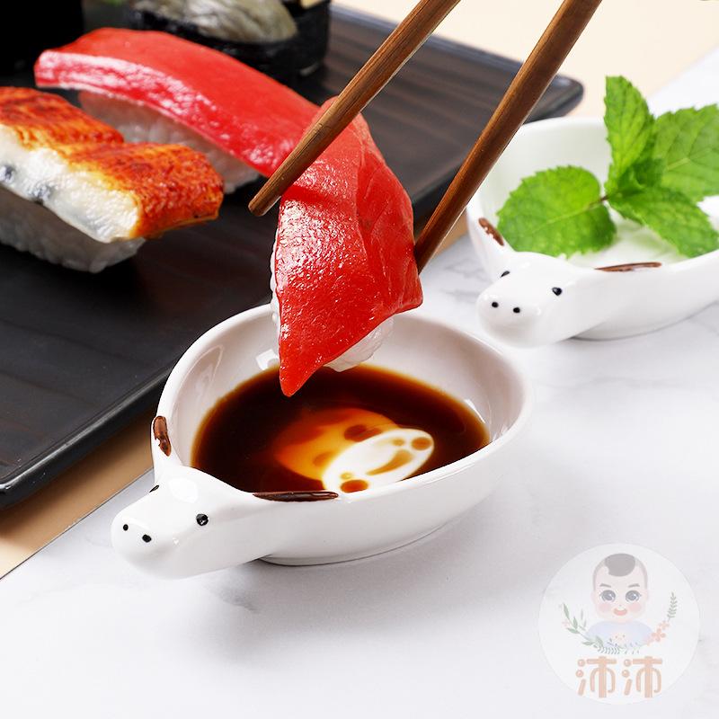 Embossed Cartoon Small Saucer Ceramic Seasoning Dish Korean Calf Dipping Dish Home Creative Cute Sauce Plate Kitchen Tableware