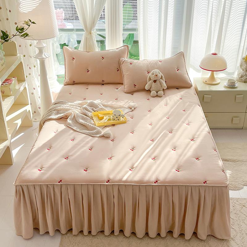 

1 шт. юбка-кровать, стеганое покрывало, покрывало с вышивкой для дома, защита для матраса с оборками, roupa de cama (Нет наволочки) Single 120x200cm 1pc