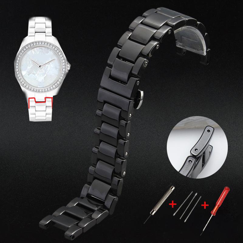 

Керамический ремешок Notch 16-8 мм 18-10 мм, ремешок для часов для женщин и мужчин, наручные часы, ремешок для использования, пряжка-бабочка, чистая керамика 18-10mm