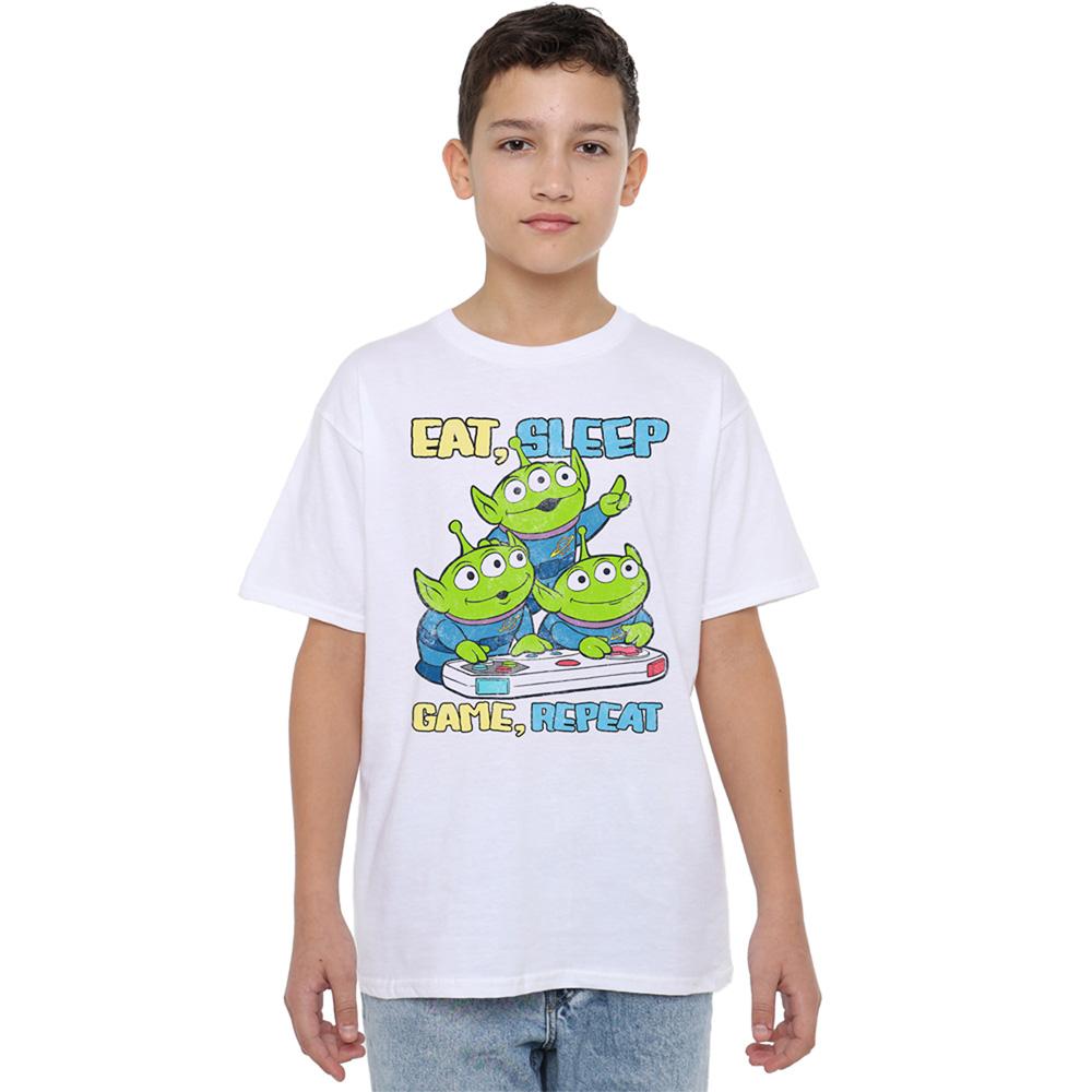 Toy Story Boys Eat Sleep Game Repeat Aliens T-Shirt
