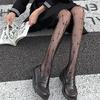 Gothic Punk Sheer Mesh Pantyhose Hosiery Tights for Women Halloween Vintage Crosses Pattern Fishnet Stockings Leggings