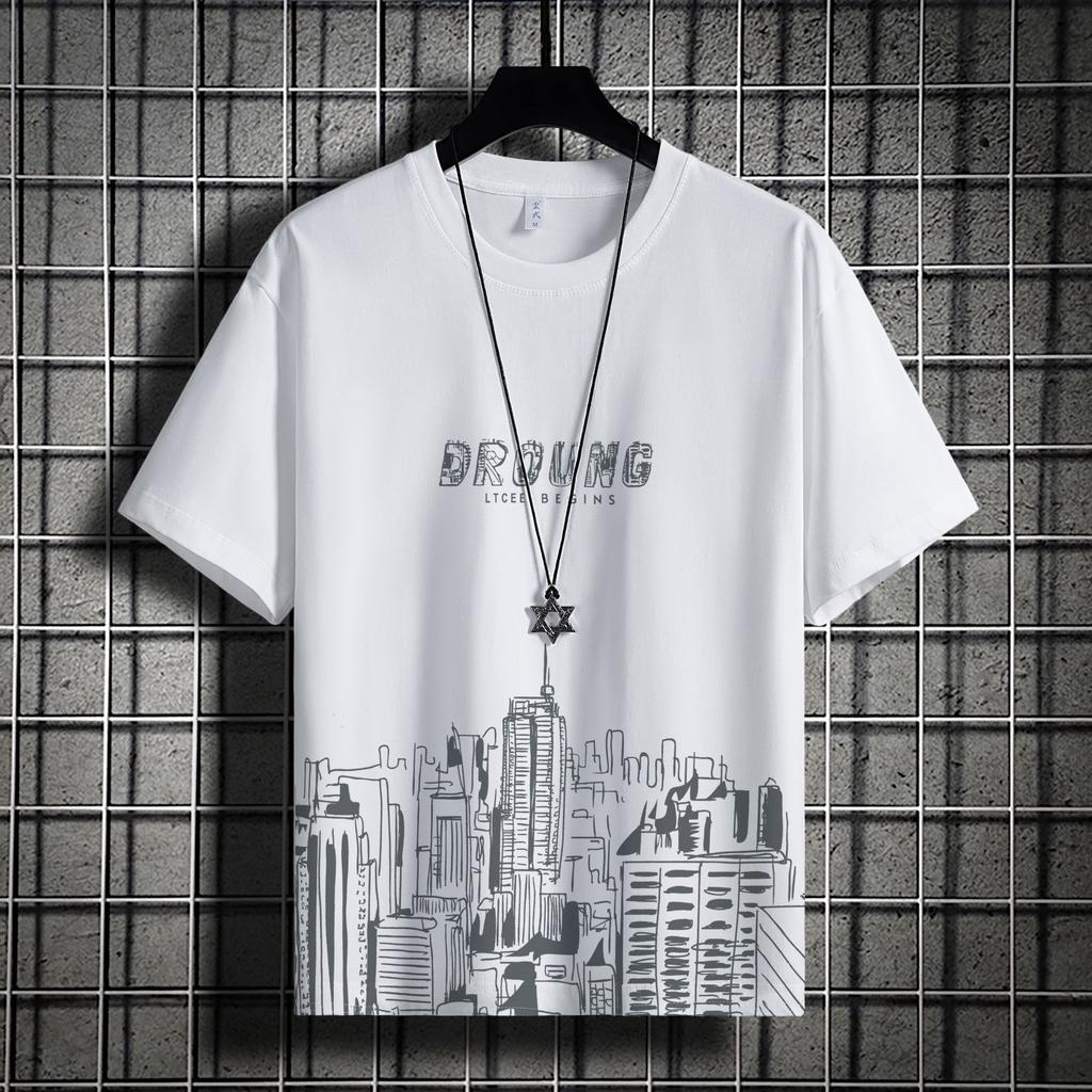 Short-Sleeved T-Shirt Men'S Summer Thin Ice Silk Loose Trendy T-Shirt Half-Sleeved Casual Clothes