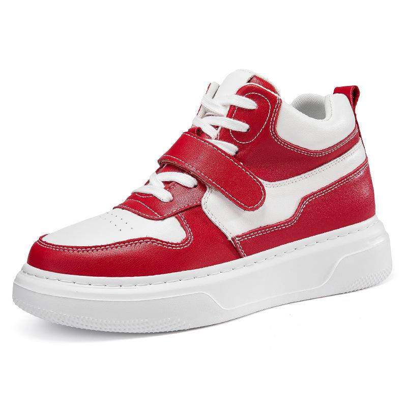 Spring High-Top White Couple Shoes: Men s Invisible Height-Boosting Casual Large Size Sneakers (6CM) Size 44