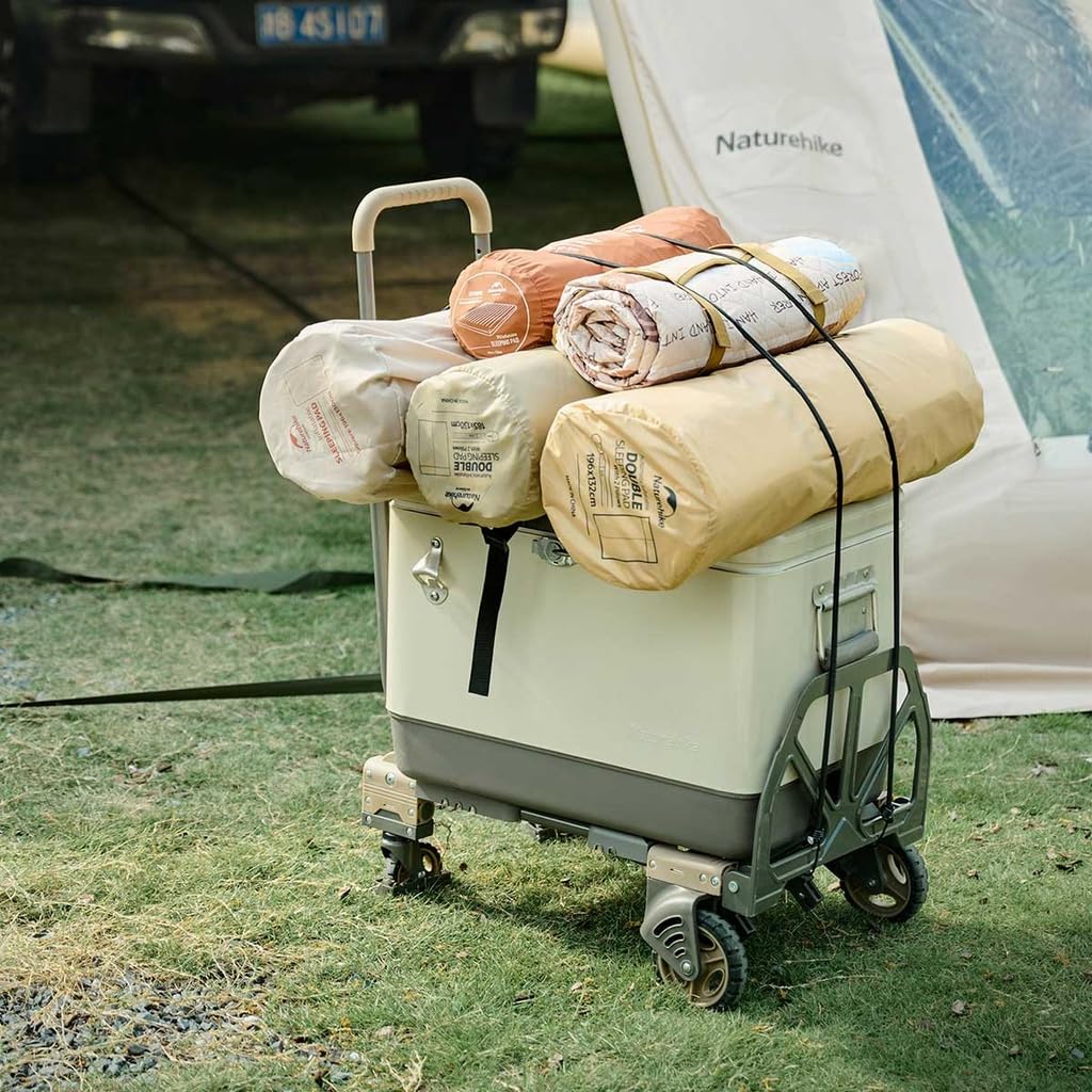 Naturehike BBQ Sammenleggbar Bære Lastekapasitet Tre Bruks Håndtakshøyde Konvergens Dobbel Terreng Utendørssport Utendørs Vogn, 120kg,