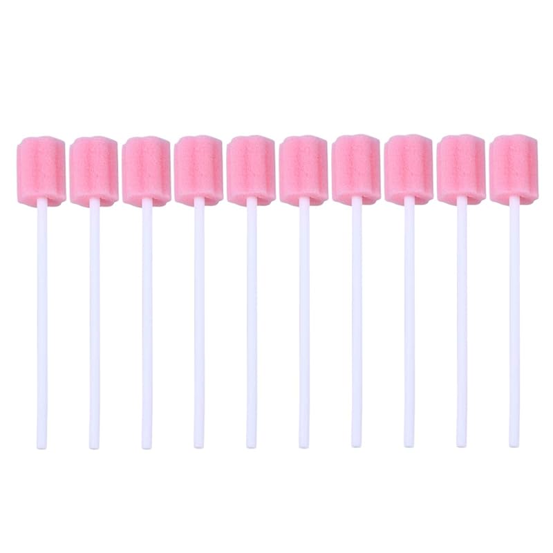 Healifty Oral Swabs 100pcs Disposable Mouth Care Sponge Tooth Cleaning Sponge Swab for Oral Care (Pink)