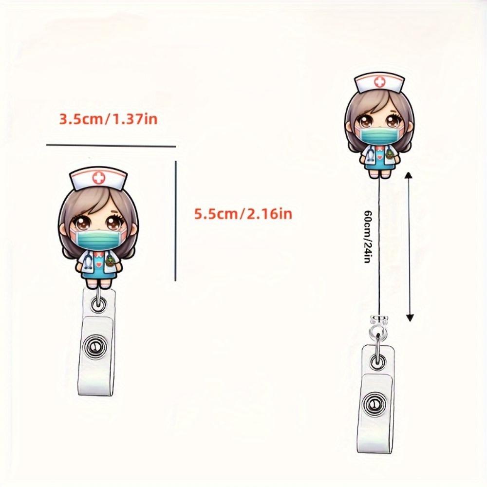 2 Cartoon Nurse Badge Holders. Extendable ID clips for RNs, LPNs & medical assistants. trasparente