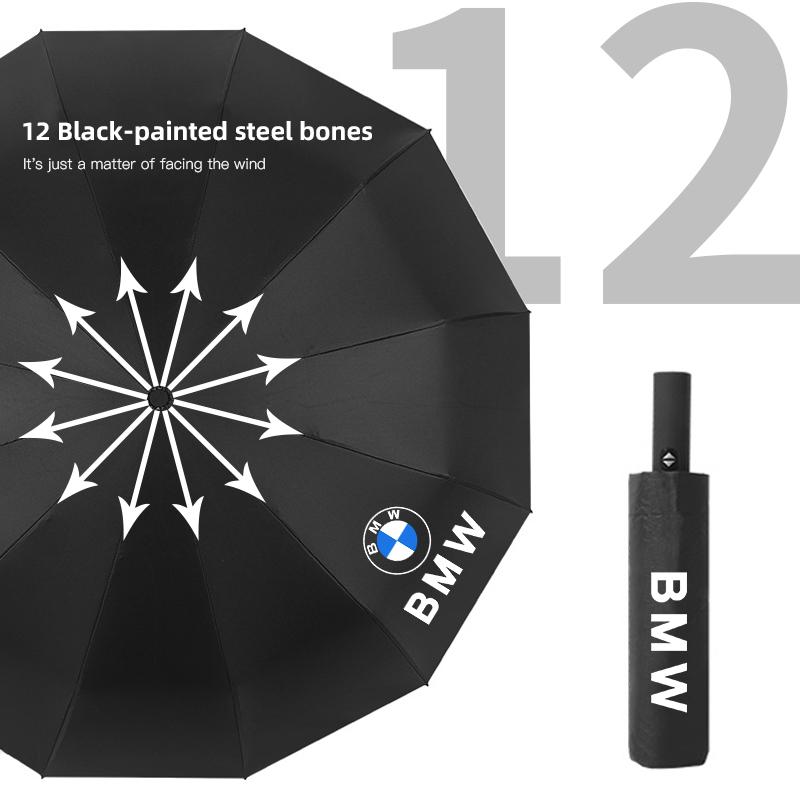 Umbrelă Auto Pliabilă cu 12 Baleine, Gel Negru de Protecție Solară pentru Seria BMW i3 i4 G07 G06 G05 G02 G01 F48 F39 G42 G30 G20 G26 F01 F02