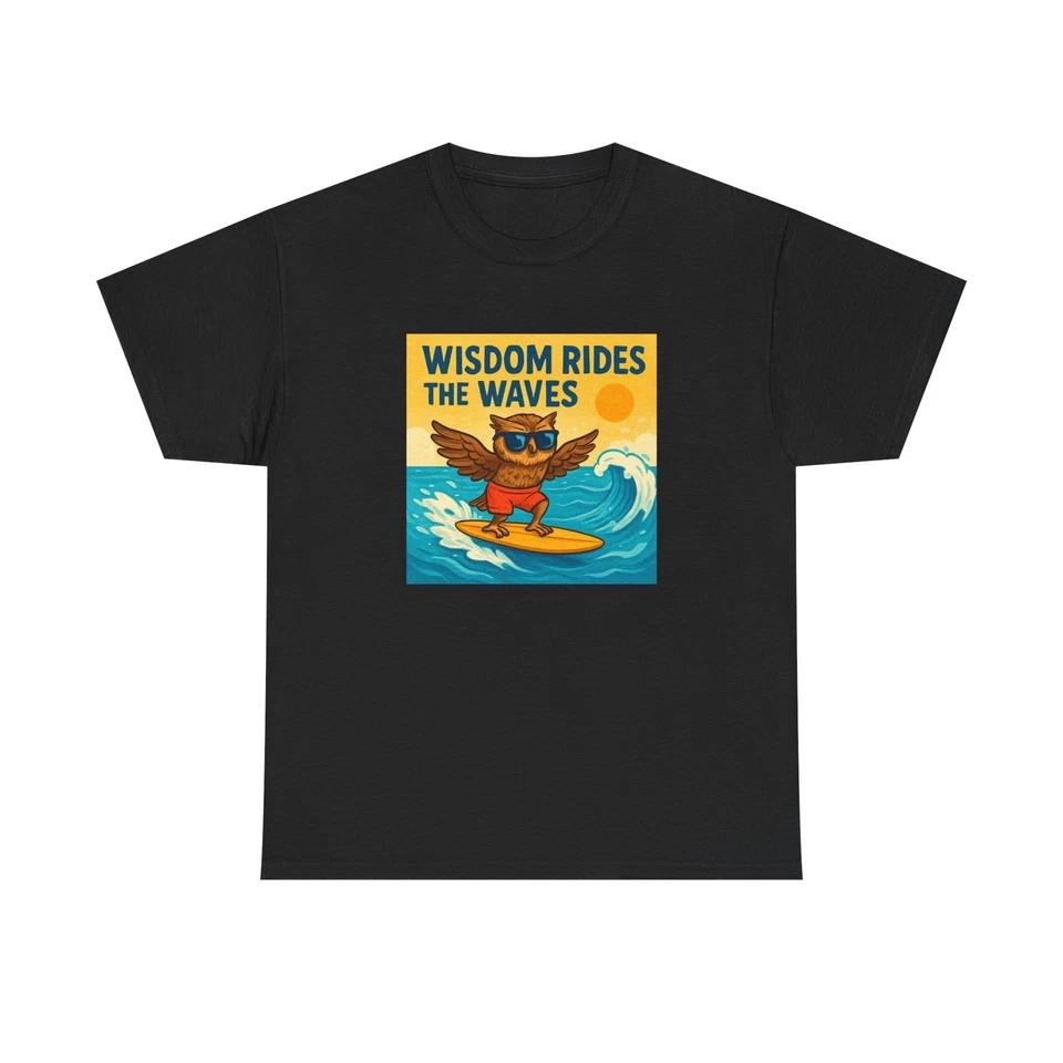 Unisex Adult T Shirt Surfer Owl Wave Wisdom XL