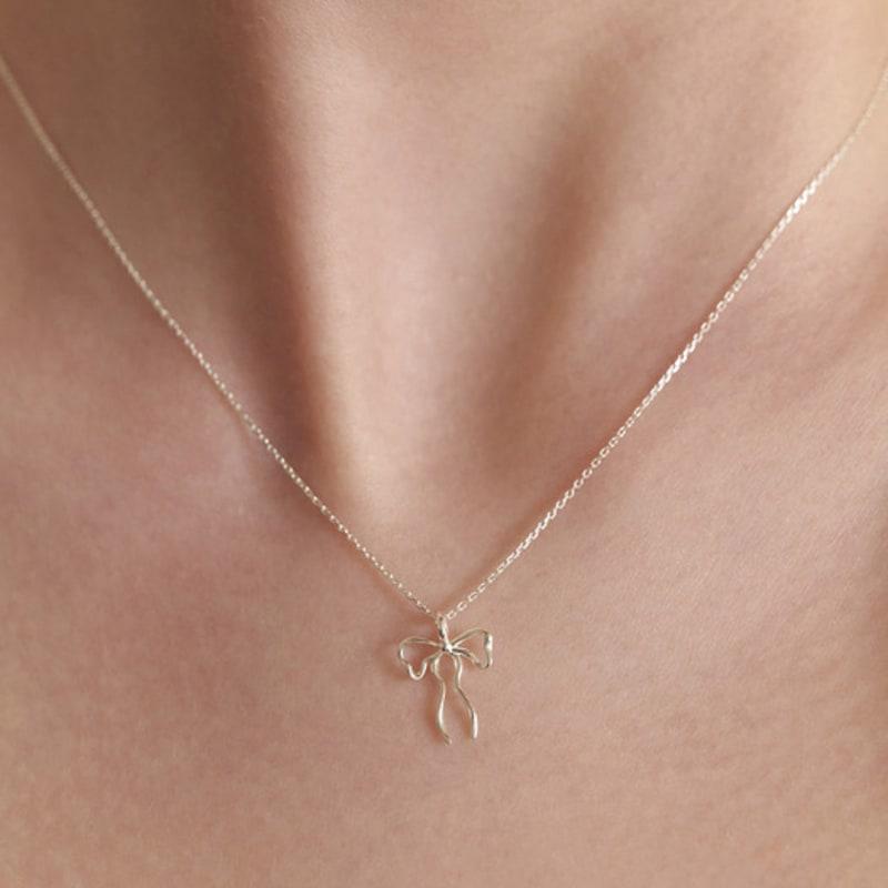 

TATIANA (925 Silver) Ivy Ribbon Necklace NZ2178 Gold Plated