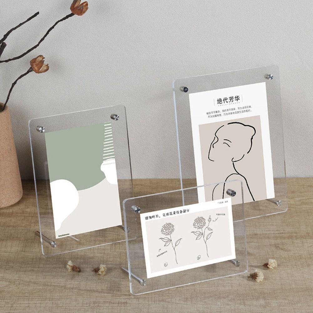Horizontal Transparent Photo Frames Rectangular Poster Display Stand Collection Display