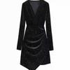 Golden Velvet Slim Fit Little Black Dress - Elegant Petite Short Skirt (2025)
