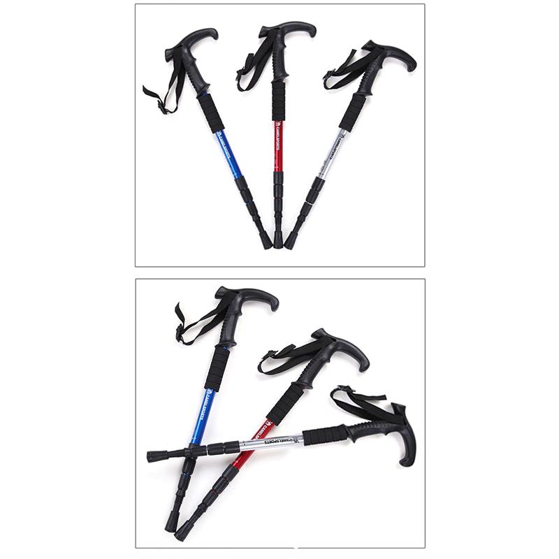 4-Section Outdoor Walking Stick Portable Telescopic Trekking Pole Anti Skid Aluminium Alloy Cane Elderly Camping Climbing Stick
