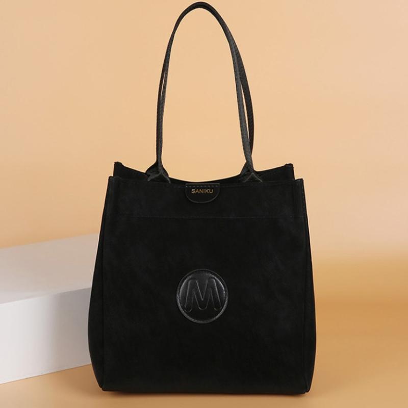 Large Capacity Bucket Bag Minimalist Handheld Shoulder Bag Casual Portable Tote for Women Daily Travel Accessory чёрный