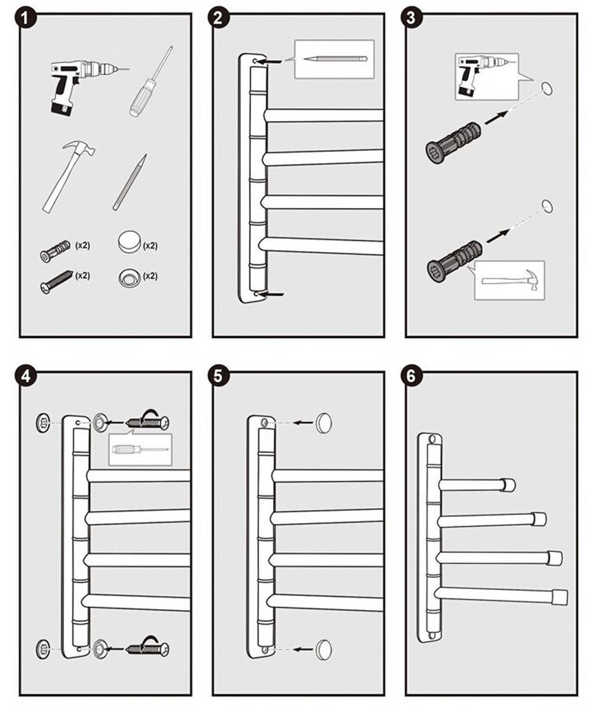 Sumnacon Towel Towel Swing Bathroom Towel Stainless Wall Matte Stainless Steel Hanger, Rack, Arm, Bar, Steel, Mounted, Space-Saving, (L, Silver)