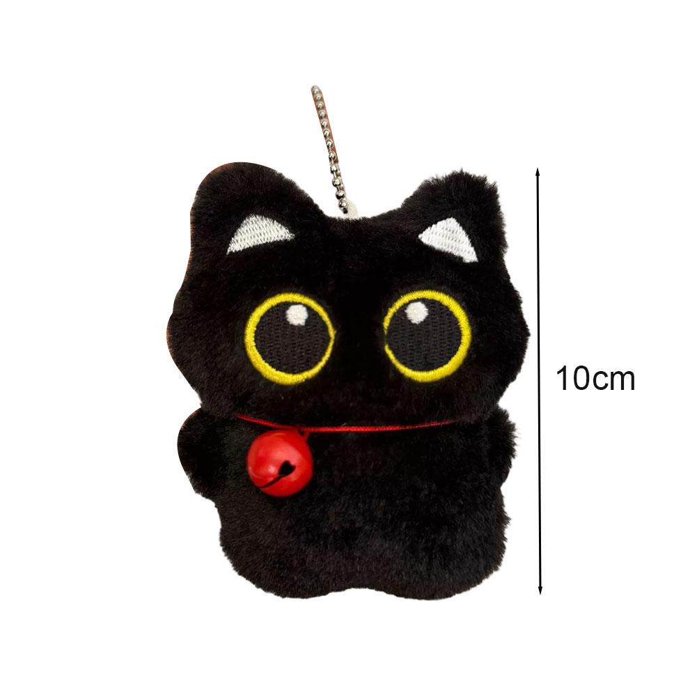 Cute Little Black Cat Bell Keychain Pendant Plush Toy Doll Christmas Tree Hanging Accessories For Boy Girl Brithday Gifts