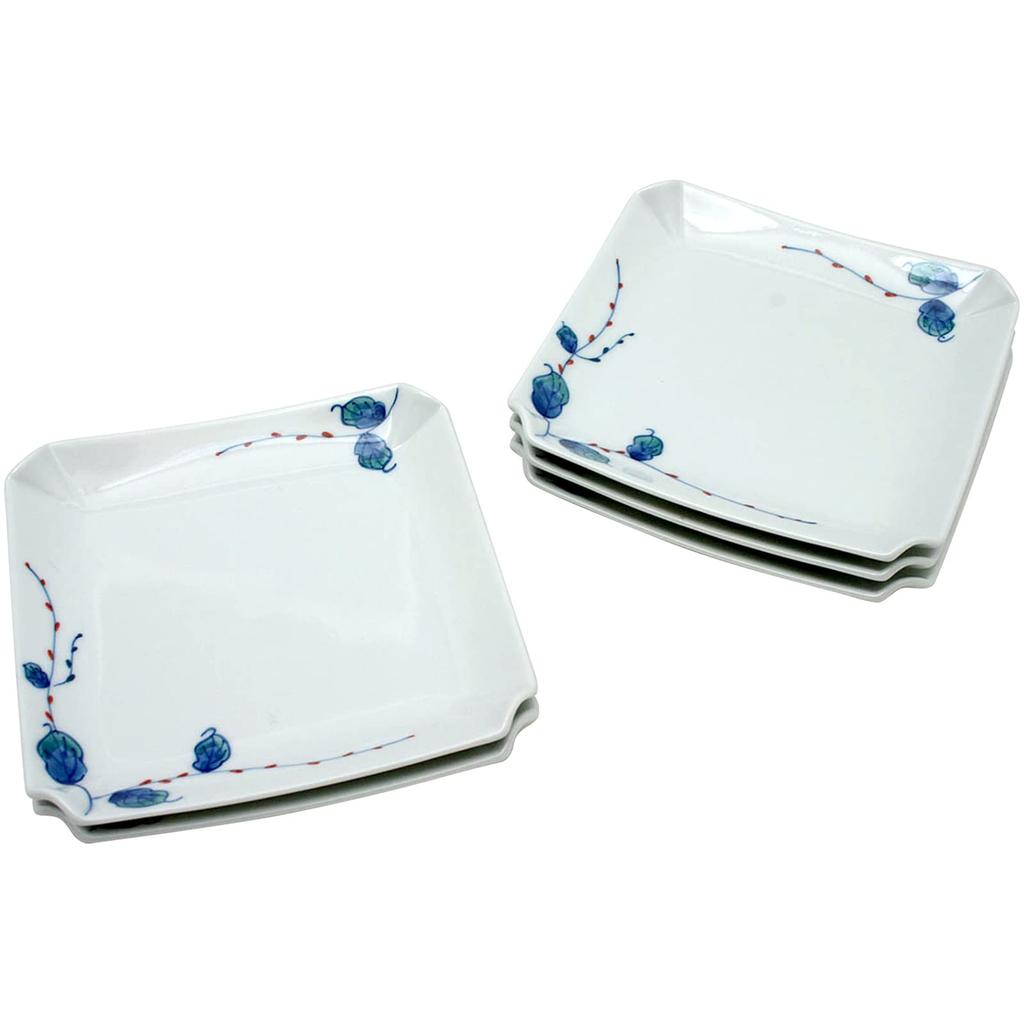 Arita Ware Matsuyuki Kiln Mizuhiki Grass Square Side Plate Set 52637