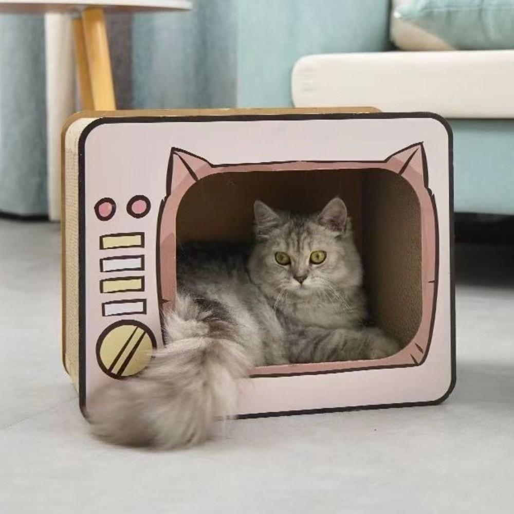 Domek drapak dla kota w kształcie telewizora, antypoślizgowa wieża wspinaczkowa dla kota, interaktywny plac zabaw, zabawa dla kotów