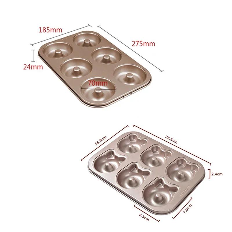 6cup Donut Cartoon Bear Baking Tools with Chocolate Cake Baking Tray Non-Stick Cake Pan Madeleine Mold Mini Donut Muffin Pan