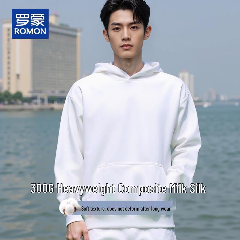 

ROMON Men s Heavyweight Milk Silk Hoodie L