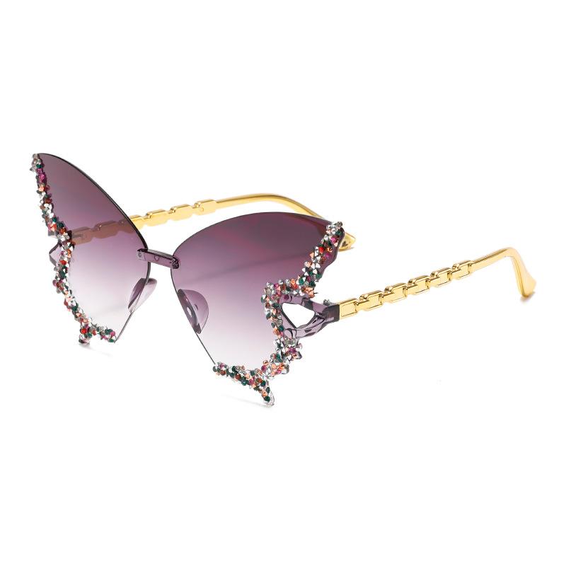 Rhinestone-encrusted Butterfly-shaped Sunglasses for Women, Fashionable and Unique Frameless Sunglasses, European and American Style Eyewear