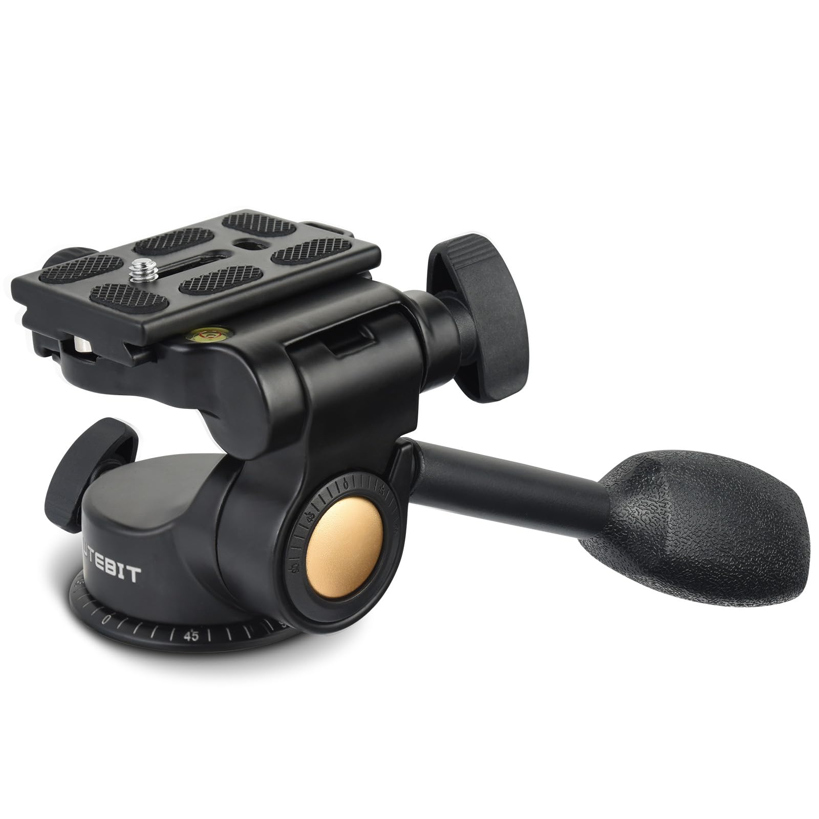 

UTEBIT Fluid Video Tripod with Quick Release and Weight Aluminum Alloy Head, 2-Way, Arca-Swiss Compatible, Plate, 360° Rotation, 1/4 3/8 Screws,
