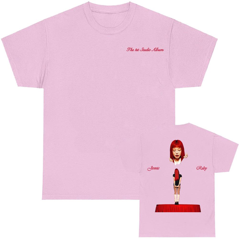 Jennie Ruby The 1st Studio Album Merch T-shirt Cotton Short Sleeve Male Tshirt Unisex Streetwear Hip Hop Korean Singer Print Tee