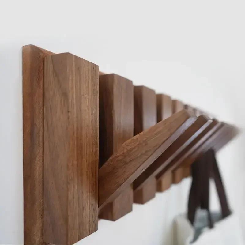 Coat Rack Hook Nordic Walnut Wall Clothes Racks Furniture for Home Dressing Rooms Piano Keys Coat Shelves Dress Hanger Room