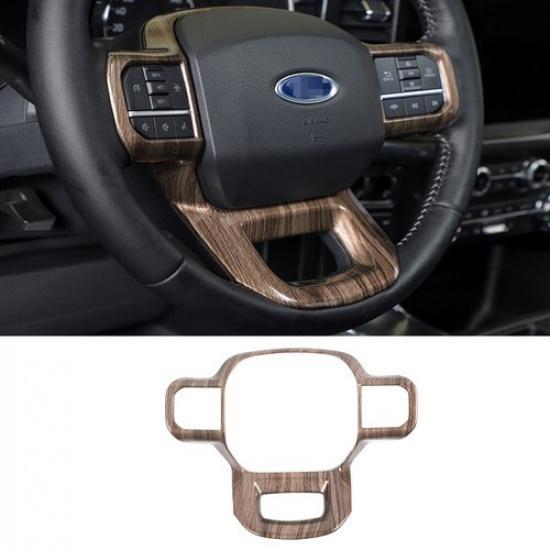 Steering Wheel Panel Frame Cover Interior Trim for Ford F150  22 Wood Grain