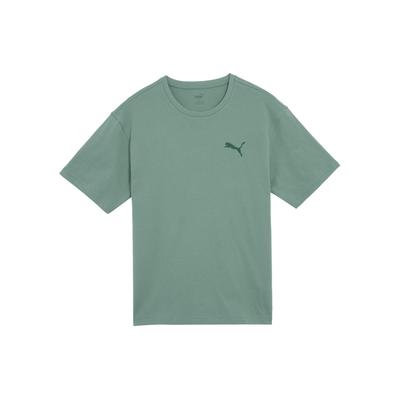 Puma Camiseta Deportiva Elevada Holgada Casual Bordada Cuello Redondo Manga Corta Tops Unisex Verde Claro Gris 683807-44