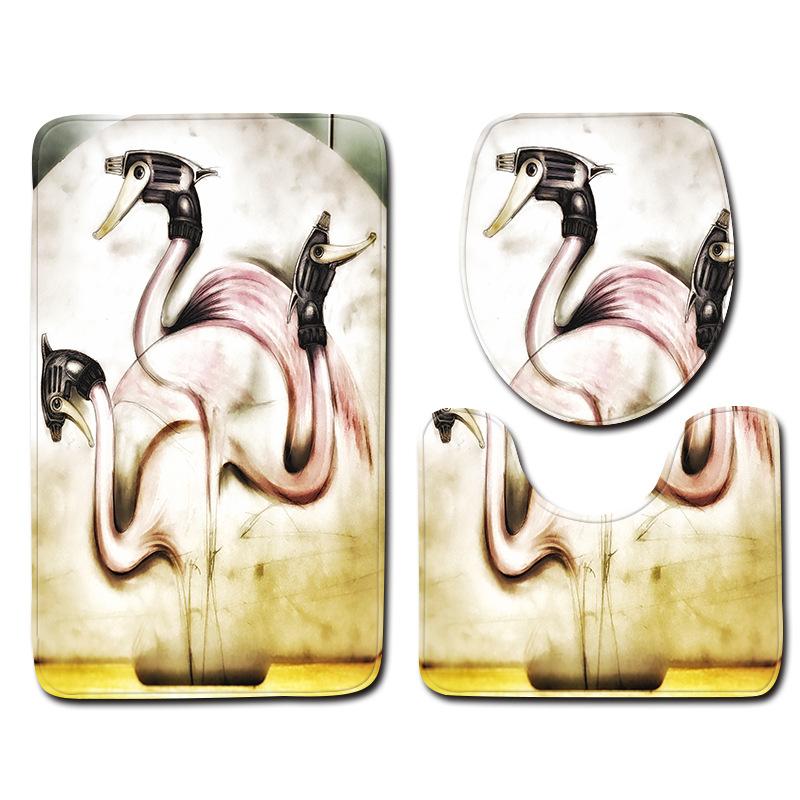 3D Bird Bathroom Toilet Three-Piece Floor Mat Doormat Bathroom Carpet