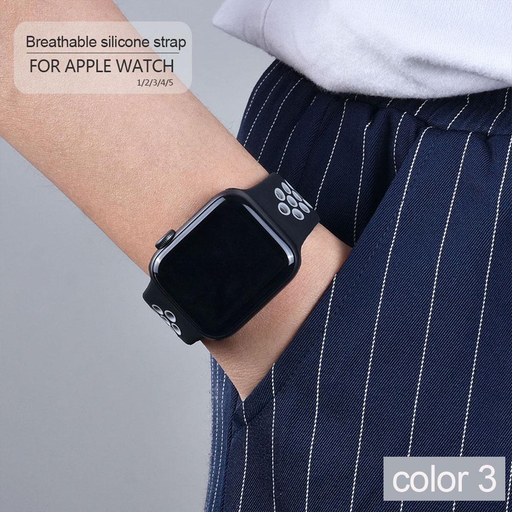 Neues atmungsaktives Silikon-Sportarmband für Apple Watch 5, 4, 3, 2, 1, 42 mm, 38 mm, Gummiarmband, Armbänder für Iwatch 5, 4, 3, 40 mm, 44 mm