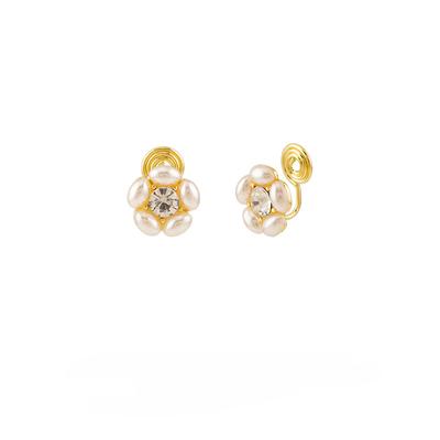 Fashionable Imitation Pearl Rhinestone Flower Luxury Ear Clip Without Pierced Ear Cavity Mosquito Coil
