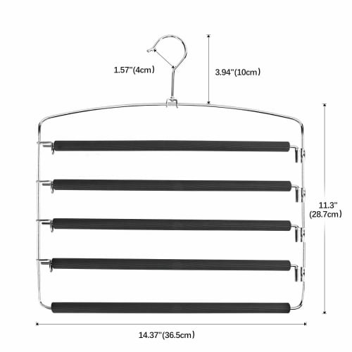 Hangerspace Pants Hanger, Slacks Hanger, Bottoms Hanger, Stainless Steel, Non-Slip, Space-Saving, Prevents Sagging, Pants Hanger, Closet/Closet Storag