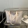 Elegant White Colorful Wavy Tote Bag Lightweight Large Capacity Shoulder Handbag For Women Beach Vacation Daily Use