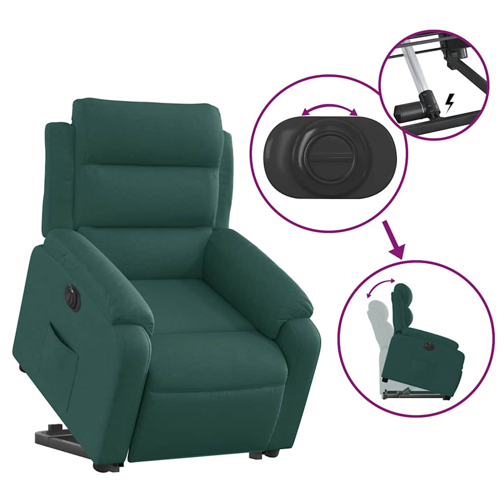 Vidaxl Lift Recliner Massage Chair, Electric, Reclining, Green