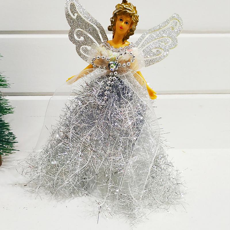 Christmas Angel Tree Topper Pendant Delicate Angel Figurine Ornaments Christmas Tree Decor Festive New Year Party Decoration