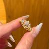 Vintage Gold Plated Open Ring with Leaf Vine Design and Zircon Stone for Women Elegant Minimalist Jewelry