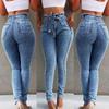 Women Jeans Skinny Elastic Denim Jeans Casual Fashion Tassel Belt High Waist Bleached Pencil Pants S-5XL Long Trousers 30208