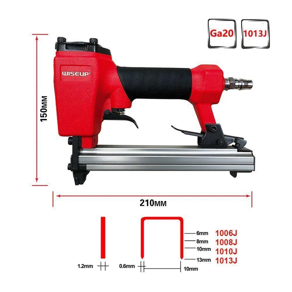 WISEUP Pneumatic Nail Gun Air Wood Frame Stapler with 3600 Staples DIY Wooden Furniture Construction Stapler Nail Pneumatic Tool