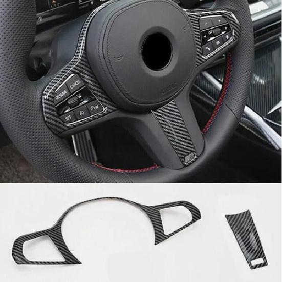 Carbon Fiber ABS Fits BMW 3 Series G20 Interior Trim Steering Wheel Cover 20-22