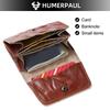 HUMERPAUL Ladies wallet first layer cowhide solid color convenient retro style short coin purse credit card storage leather solid color card case