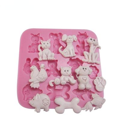 Stampo in silicone Animali dei cartoni animati Gatti Cani Torta fondente a forma di osso Pasticceria Stampo per cioccolato Strumenti di cottura