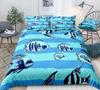 Set Copripiumino Oceanico Set Biancheria da Letto Balena Azzurra Biancheria da Letto Animale Marino Set Letto a Righe Tessile per la Casa in Microfibra per Bambini e Adolescenti