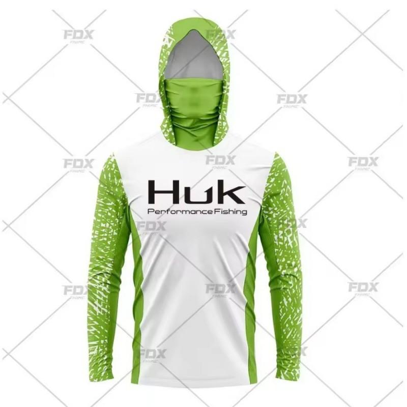 Neues HUK Langarm Kapuzenmaske Angelkleidung Anti-Ultraviolett Atmungsaktiv Lässiges Sport-T-Shirt