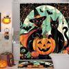 Halloween Katzen Muster Badezimmer Duschvorhang Mit 12 Haken Heim Badezimmer Dekor Und Accessoires