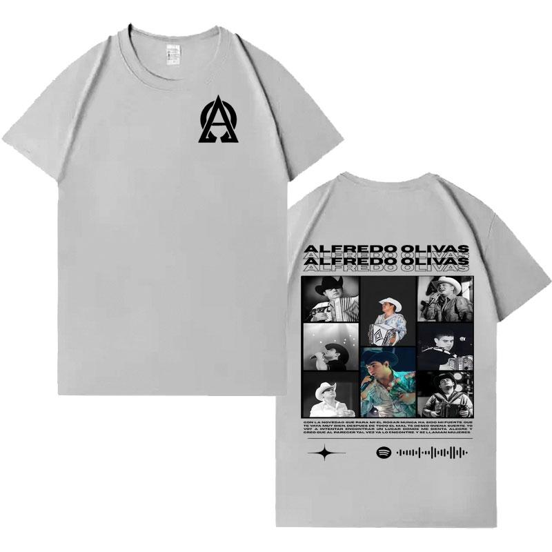 Rapper Alfredo Olivas Double Sided Print Graphic Tshrit Mens Women Aesthetic Casual Tshrits Pop Crewneck Short Sleeve Fans Gift