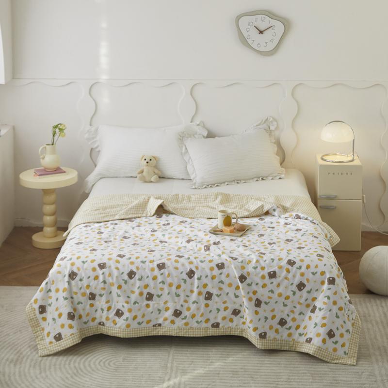 Lion Crocodile Summer Quilt 100% Cotton Kawaii Cartoon Animal Pattern Skin-friendly Air Conditioner Quilted Quilt for Boys Girls