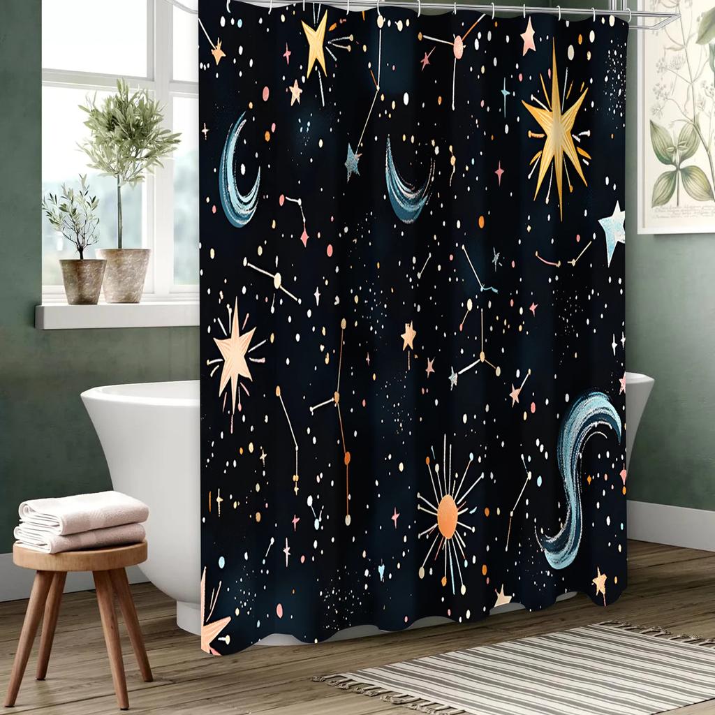 Starry Sky modern stye Bathing Curtain  Bathroom Shower Curtain Waterproof With 12 Hooks Home Deco
