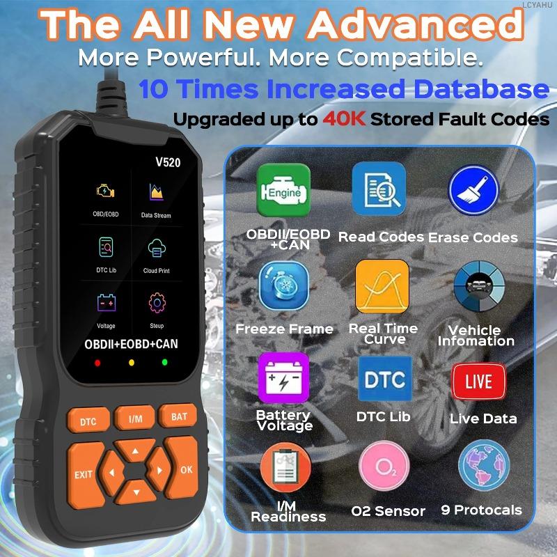 Scanner Diagnostico OBD2 V520 per Auto Lettore Codici Auto Strumento di Reset Spia Motore Dati in Tempo Reale Multilingua Strumento di Scansione Errori