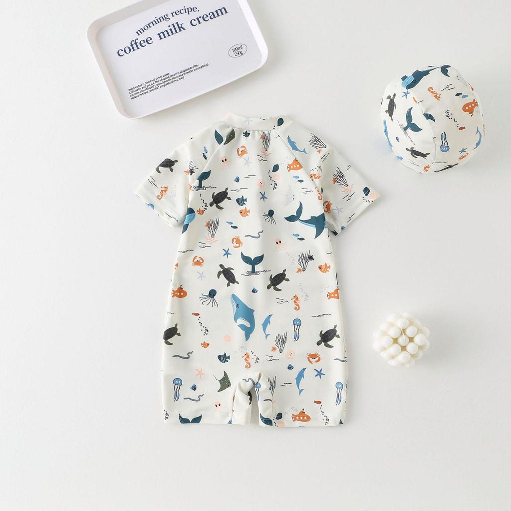 Ocean One-Piece Boys' Quick-Dry Swimsuit - Cute Sunscreen Beachwear